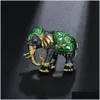 Pins Brooches Vintage Luxury Enamel Elephant Rhinestone Animal Brooch Pins Metal Clothes Jewelry Accessories Drop Delivery