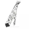 Bow Ties White Print Music Notes Casual Unisex Neck Tie Daily Wear Narrow Striped Slim Cravat