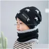 Kapelusze szaliki Zestawy Baby Boy Hat Scalit Zestaw zimowe czapki dzianiny Bawełny ciepła miękka czapka dla dzieci dziewczęta czapki hip -hopowe moda akcesso dhdmi