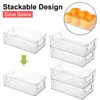 Storage Bottles Large Transparent Refrigerator Organizer Bin Food Containers Stackable Drawer Type Fridge With Cutout Handle