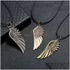 Pendant Necklaces Retro Hip Hop Charming Antique Angel Wings Necklace Jewelry Guardian Gifts Fashion For Women Wing Drop Delivery Pendants