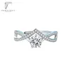 Bandringe FENTTECI 925 Sterling Silber Platin Deluxe 1ct Moist D Bunter Ring Damen Kreuz V-förmiger Ehering mit gedrehtem Arm 230724