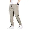 Herenbroek Heren Casual Trekkoord Elastische taille Ijszijde Losse enkelband Effen zakken Streetwear Cargo Sport Joggingbroek