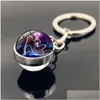 Ключевые кольца 12 Знака Зодиака Стекло Cabochon Ball Ball Chanechain Овен