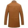 Jaquetas masculinas inverno outono casacos de lã casual médio longo gola cachecol algodão acolchoado grosso casaco de lã quente roupas de trincheira masculinas 2023