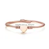 Bangle Customize Mom Gift Diy Lettering Women Love Peach Heart Charm Bracelet Gold Color Wire Jewelry Stainless Steel D1