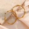 Stud Minimalist Basic Thin Bamboo Stora Gold Hoop örhängen för kvinnor Rostfritt stål Guldpläterad vattentät kvinna Big Hoops 230724