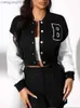 Jaquetas femininas Sexy Letter Patched Color Block Block Shoulder Drop Jaqueta Varsity Jacket Top Manga Comprida Casual Casaco High Street Casaco Outono T230724