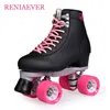 Patins à roulettes en ligne Patins à roulettes à double rangée 4 patins à roulettes pour filles Base en aluminium Polyuréthane PU90A Roues Noir PU Chaussures Rose Roues Livraison HKD230720