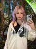 Bluzy damskie kobiety Hip Hop Bluza z kapturem Gothic Print Streetwear Harajuku pullover zimowy zip płaszcz mody y2k ubrania emo