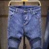 Mannen Jeans Mannen Brief borduren Streetwear Slim fit Jeans broek Modemerk Mannelijke Hiphop Katoen Effen Casual Joggers Denim broek L230724