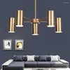 Żyrandole postmodernistyczne światła cylindryczne do salonu studium jadalni lampy sypialni nordyckie żelazne złotą wiszące urządzenia