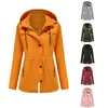 Women's Trench Coats Coat European Size Medium Length Cardigan Hooded Jacket Outdoor Raincoat