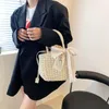 Taille Taschen 2023 Stroh Handtasche Sommer Tasche Frauen Mode Niedlichen Bogen Gewebt Strand Weibliche Handgemachte Geldbörse Wicker