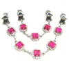 Brooches Rose Red Crystal Jewelry Brooch Sweater Shawl Guard Cardigan Clip Rhinestone Clamp Women Wedding Button