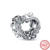 925 Silver Fit Pandora Charm Sterling Silver Crown Flower Set B lśniące proste srebrne uroki mody zestaw wisior