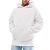 Men's Hoodies Fall Winter Long Sleeve Plush Hooded Shirt Warm Sweatshirt Solid Color Pullover Top With Kangaroo Pocket