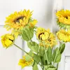 Decoratieve Bloemen Kunstmatige Faux Zijde Zonnebloemen Boeket Nep Real Touch Lange Stengels Bloemen Voor Bruiloft Party Centerpieces Woondecoratie