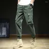 Männer Hosen 2023 Mens Cargo Knöchel Länge Baumwolle Männliche Streetwear Frühling Schule Mode Tasche Casual Hosen Kleidung Z339