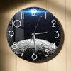 Zegary ścienne Niebieskie Widok Ziemia z powierzchni księżyca Nowoczesny design drukowany zegar do salonu Planet Landscape Space Decor Watch zegarek