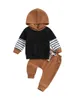 Kledingsets Winterkledingset voor babyjongens Sweatshirt met capuchon en kleurvlakken Top en vrijetijdsbroek - Stijlvolle, knusse outfit voor de herfst
