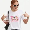 Camisetas femininas Kpop Tshirt Feminina Desenhos animados Twice Girls T-shirt Cientista Tops Impresso Verão Manga Curta Feminino Y2k Roupas