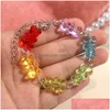 Bracelets porte-bonheur mignon dessin animé arc-en-ciel bonbons ours Ins coloré gommeux femme rebond Di Hip Hop gelée couleur fille cadeau livraison directe bijoux