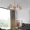 Żyrandole postmodernistyczne światła cylindryczne do salonu studium jadalni lampy sypialni nordyckie żelazne złotą wiszące urządzenia