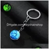 Porte-clés Porte-clés lumineux Artisanat Univers Boule de verre Cabochon Porte-clés Sac de voiture Porte-clés Bijoux créatifs Cadeau Drop Delivery Dhulx