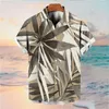 Męskie koszule koszule A Button Down 2023 Hawaje koszulka 3D Drukarka Man Coconut Tree Graph Street Krótkoterminowe rękawy Ubrania