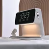 Desk Table Clocks Creative 3 In 1 Bedside Lamp Wireless Charging LCD Screen Alarm Clock Phone Charger For Iphone 230721