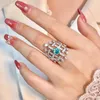 Bagues de cluster Sparkly Paraiba Zircon Ring 925 Silver Women's Jewelry Radiant Party Wedding Bridal