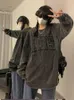 Damen T-Shirts Streetwear Sweatshirts Frauen 2023 Koreanische Y2K Hoodie Herbst Vintage Lose Top Distressed Tiedye Brief Patchwork Hop Jacke