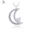 5st Silver Moon Magnetic Glass Floating Charm Locket Zinc Eloy Chains ingår för LSFL034-1250R