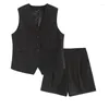 Kvinnors träningsdräkter Green Blue Beige Vests ärmlösa jackor Shorts Short Set Summer Outfits For Women 2023 2 Pieces Elegant Black Suit