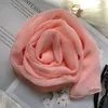 Cachecóis Feminino Lenço De Seda Cor Sólida Bandana Elegante Longo Xaile Hijab Proteção Solar Verão Georgette Fino Moda