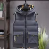 Gilet da uomo Gilet con cappuccio a due lati Giacca in cotone ispessito a doppia faccia mimetica autunnale e invernale