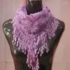 Halsdukar Summer Ladies Decorative Triangle Scarf Exquisite Chiffon Fringe Sequin Embroidered Thin Silk Shawl R105