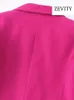 Kurtki damskie Zevity Fashion Fashion Dwuolenne płaszcz wełniany płaszcz w stylu Vintage Long Rleeve Pockets żeńska odzież wierzchnia elegancka rzut l230724