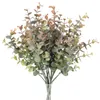 Fiori decorativi 10 pezzi 5 forchette eucalipto artificiale foglia di denaro casa decorazione di nozze pianta verde bonsai composizione floreale arredamento camera da letto