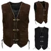 Men's Vests Men Vest Mens Brown Oversize Hop Hip Steampunk Jacket Black Retro Leather Rider Motorcycle Medieval