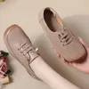 Dress Shoes Black Khaki Loafers Genuine Leather Sneakers for Women 2022 Flat Heel Women's Autumn Shoes Ladies Cowhide Moccasin Woman Flats L230724