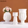 Vasi DXUIALOI Creativo Volto umano Arte Vaso Decorazione Artigianato in ceramica Colore bianco Smalto Decorazione per la casa Soggiorno Disposizione dei fiori