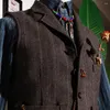 Mäns västar skräddare Brando J-139 American Retro Classic Herringbone Tweed 1840 S Work Waistcoat Slim Fit Vest Western Style