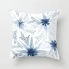 Pillow Case 45x45cm Blue Ink Flower Pillowcase Sofa Living Room Home Decoration Abstract Geometric Polyester Cushion Cover Bedroom Decor 230724