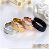 Bande Anneaux Mode Simple Gommage En Acier Inoxydable Femmes 6 Mm Largeur Or Rose Couleur Doigt Cadeau Pour Fille Bijoux Drop Delivery Ring