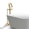 Gold BathTub Faucet Floor Stand Swan Bathtub Mixer 360 graders rotationspip med handskårhuvudbadblandare dusch