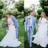 Plus Size Lace Wedding Dresses Half Sleeve Jewel Neck A Line Sweep Train Modest Design 2020 Spring Bridal Gowns Custom Made205y