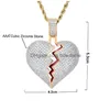 Other Jewelry Sets 18K Gold Broken Heart Necklace Hip Hop Copper Cubic Zircon Set 60Cm Chains Combination Joint Hearts Pendant Diamond Dhosu