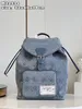 원래 Real Shot M22534 Montsouris Backpack 남자 여성 몽 드람 패턴 엠보싱 페이드 데님 대용량 빠른 제품